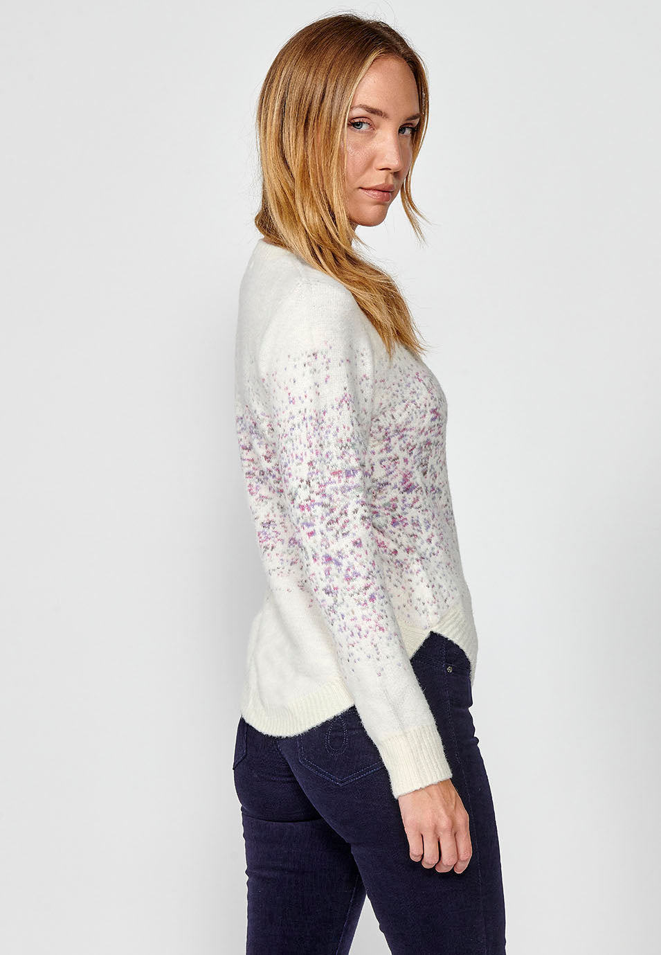 Jersey punto tricot jacquard moteado mujer