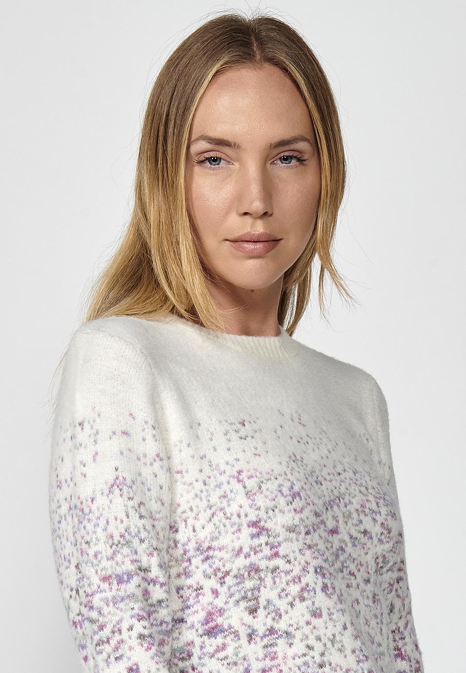 Jersey punto tricot jacquard moteado mujer