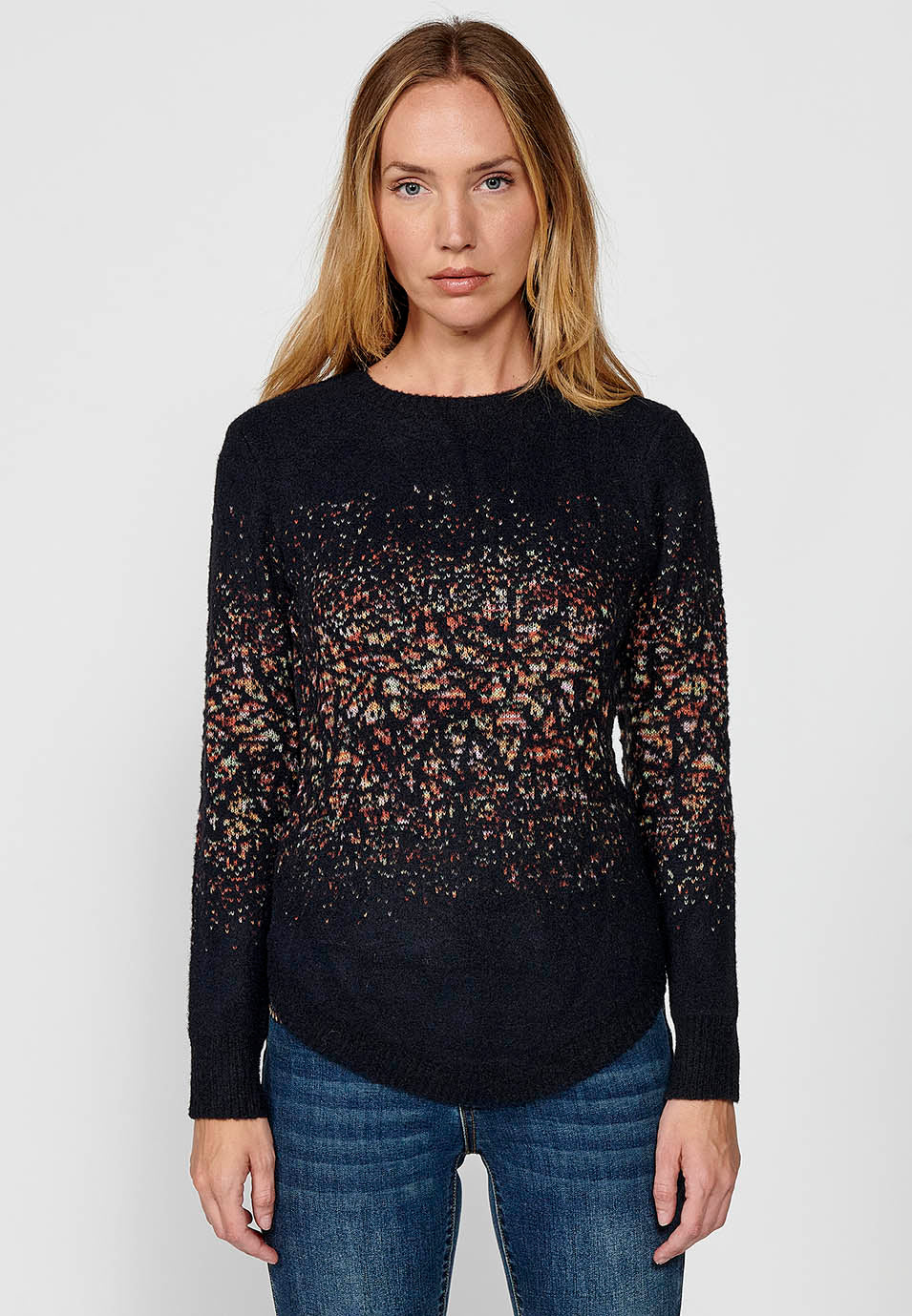 Jersey punto tricot jacquard moteado mujer