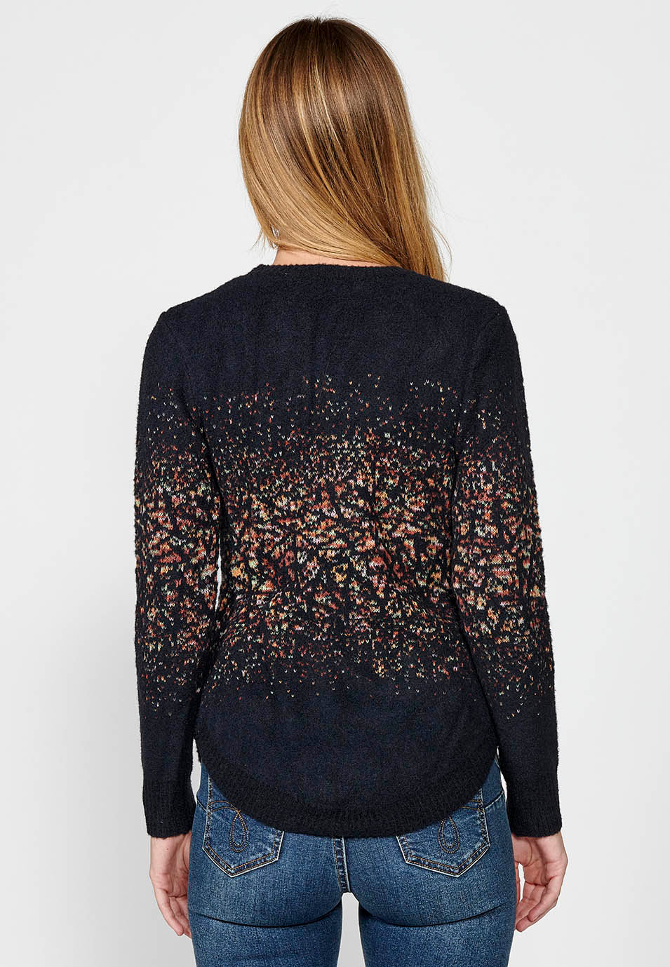 Jersey punto tricot jacquard moteado mujer