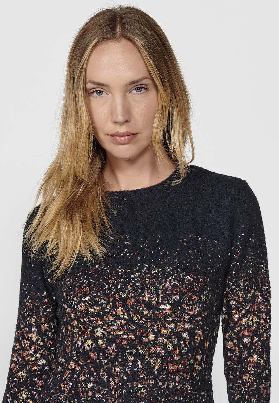 Jersey punto tricot jacquard moteado mujer