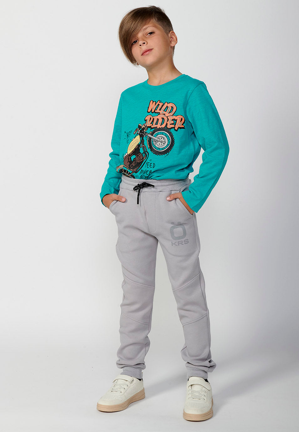 Pantalón Largo Niño Cintura Engomada Rib – Koroshi 2424PT01