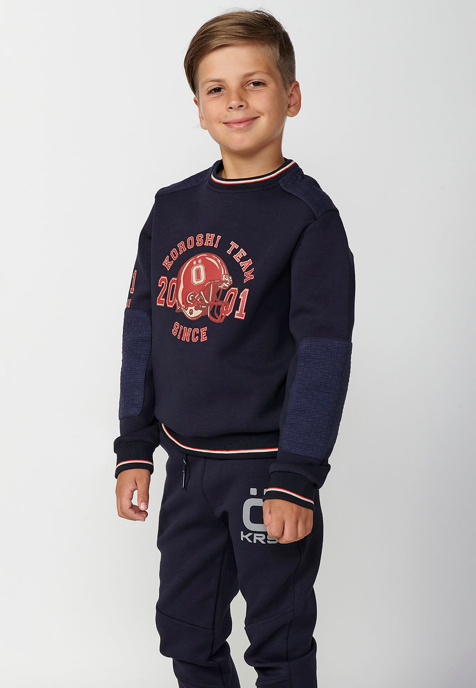 Sudadera Niño Cuello Redondo Estampada – Koroshi Navy