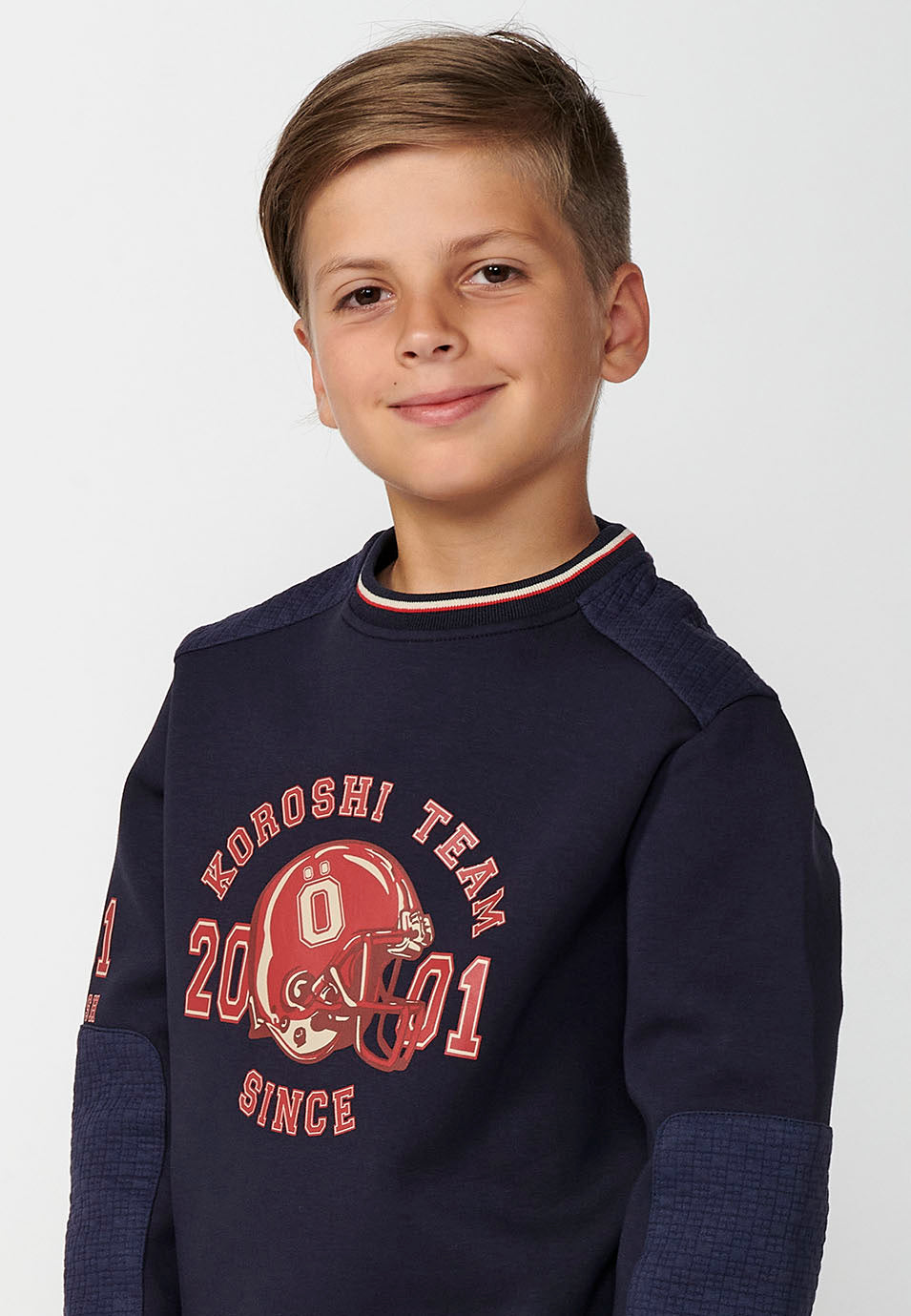 Sudadera Niño Cuello Redondo Estampada – Koroshi Navy