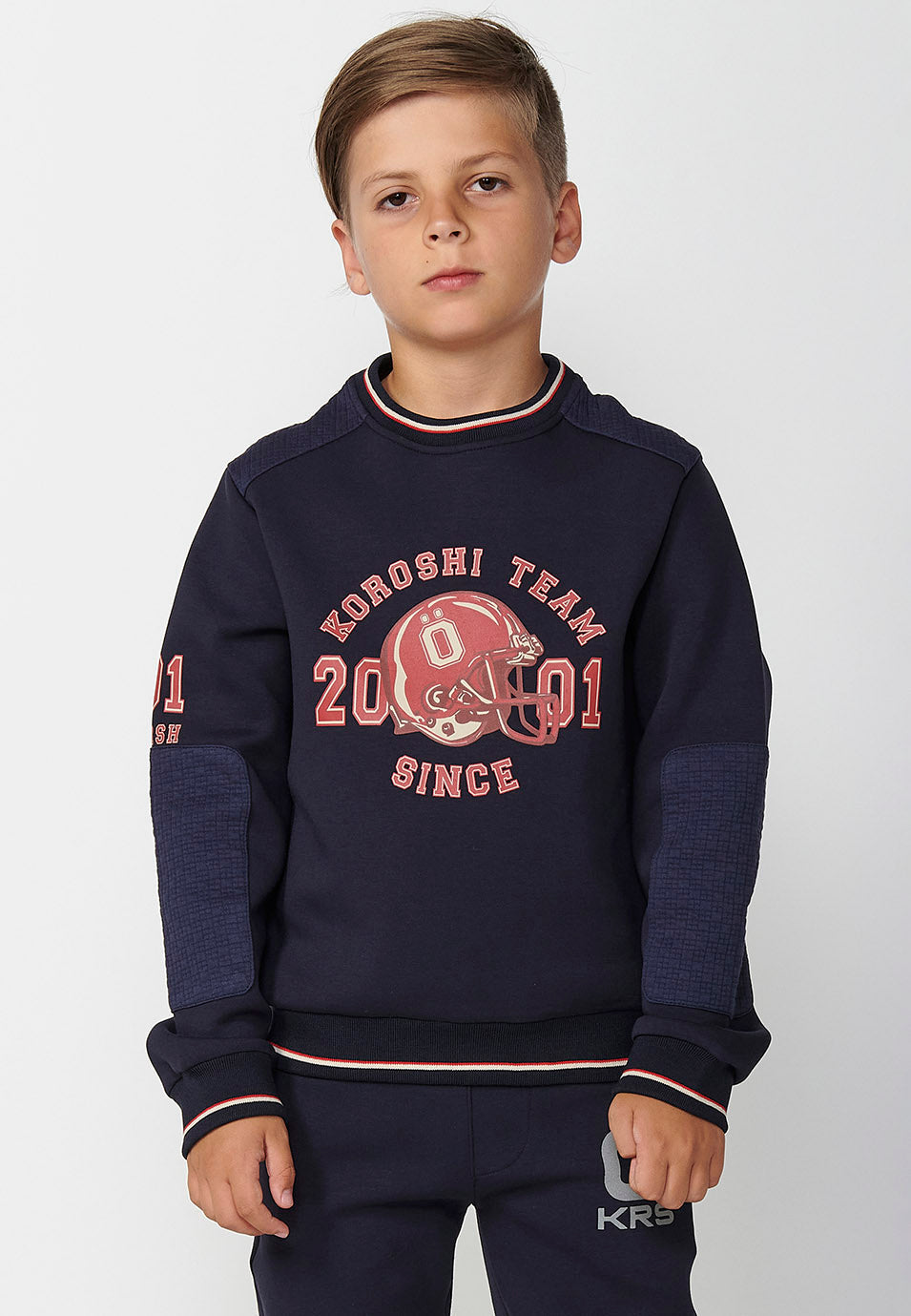 Sudadera Niño Cuello Redondo Estampada – Koroshi Navy