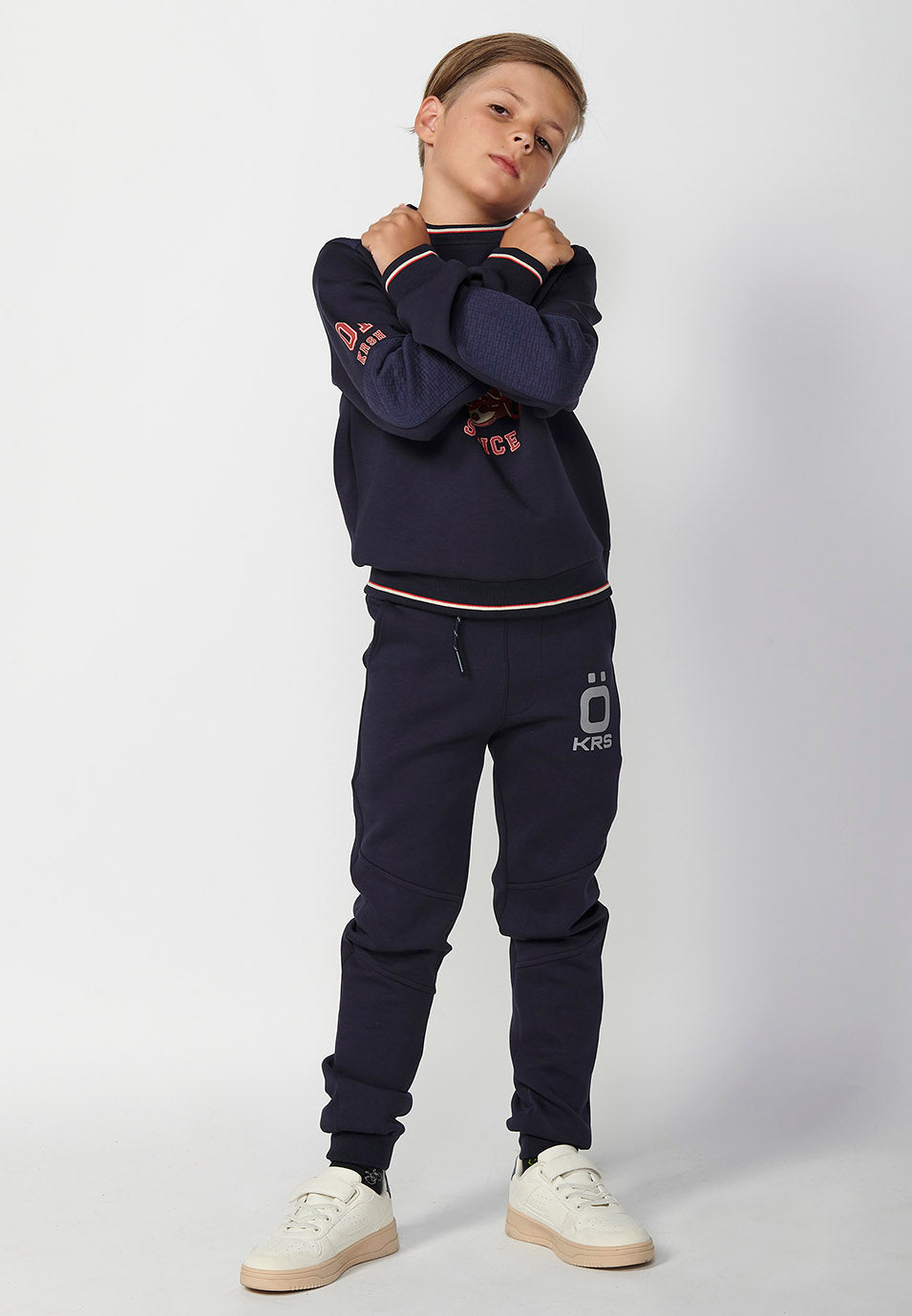 Sudadera Niño Cuello Redondo Estampada – Koroshi Navy
