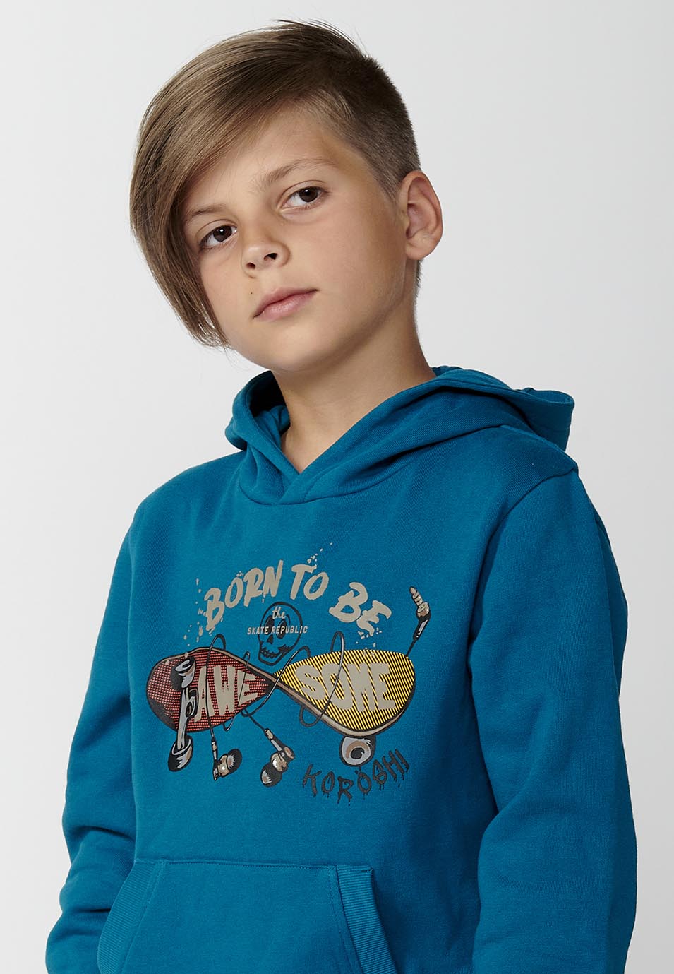 Sudadera Niño con Capucha y Bolsillo Canguro – Koroshi Petróleo