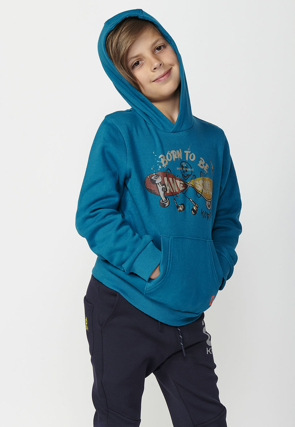 Sudadera Niño con Capucha y Bolsillo Canguro – Koroshi Petróleo