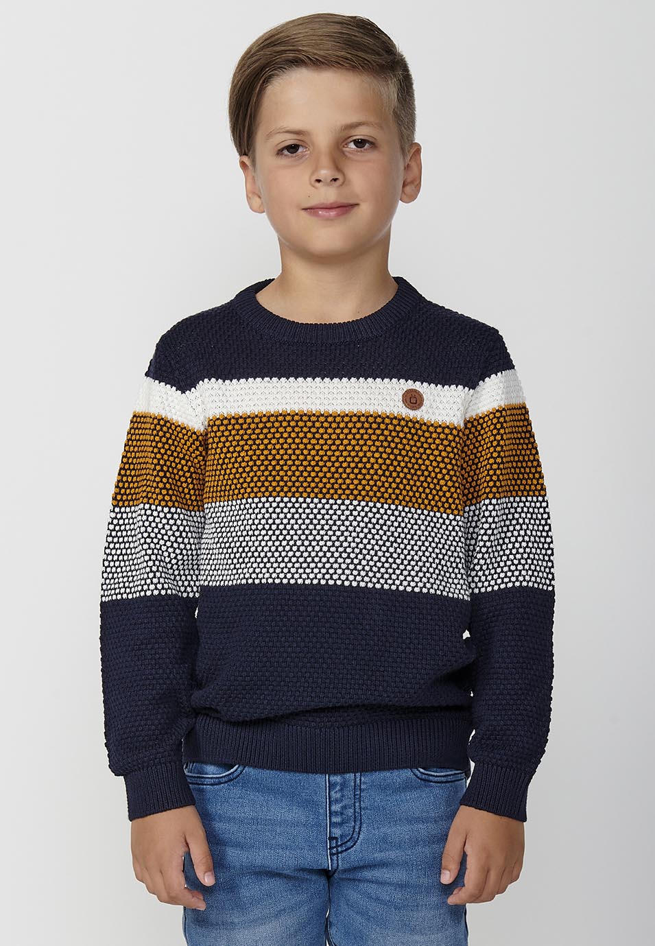 Jersey Niño Tricot Rayas Cuello Redondo – Koroshi Amarillo