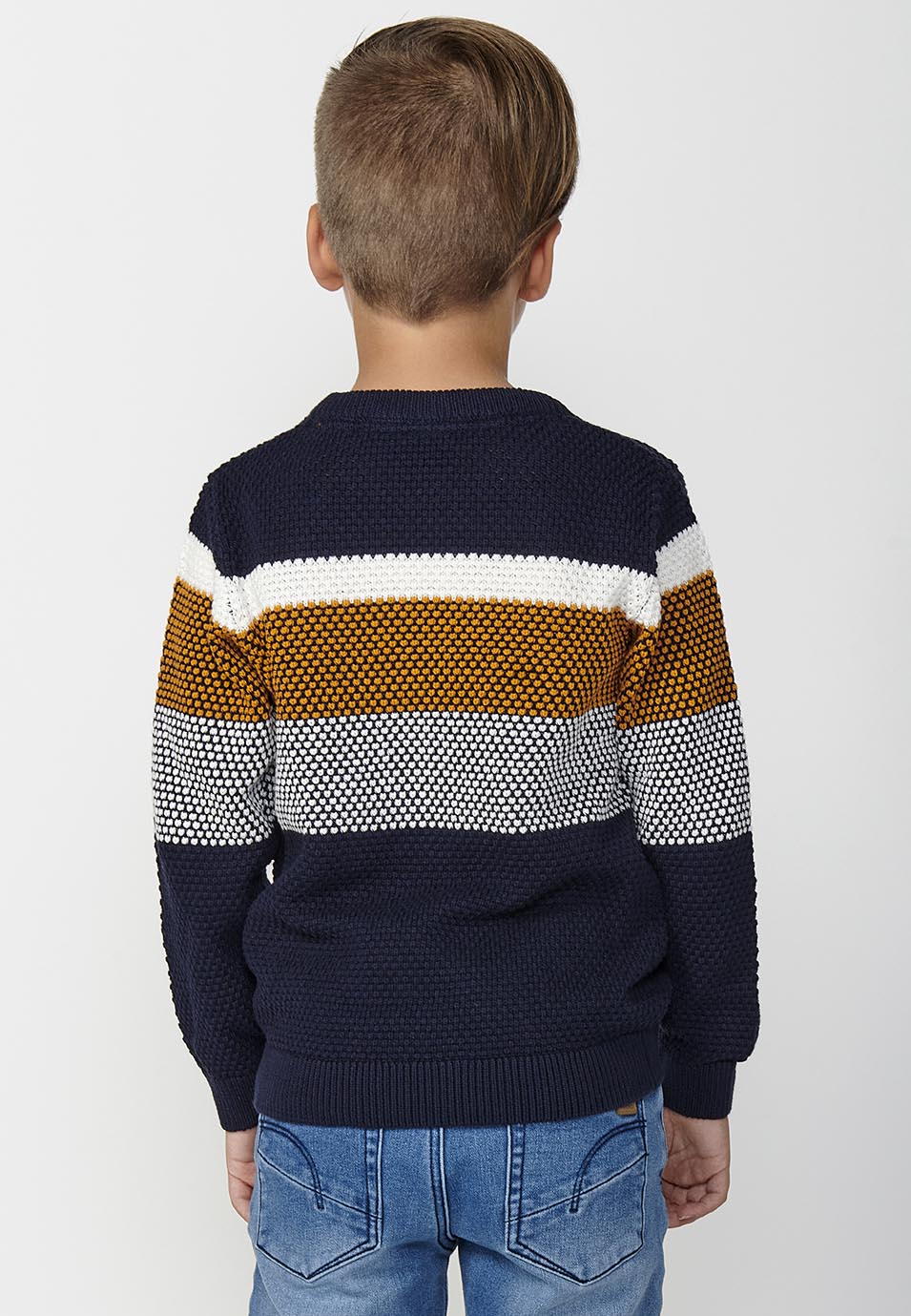Jersey Niño Tricot Rayas Cuello Redondo – Koroshi Amarillo