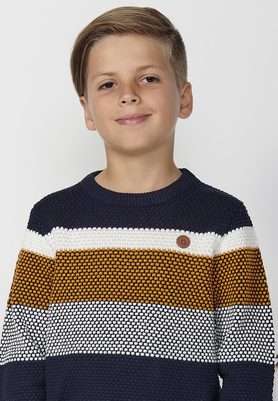Jersey Niño Tricot Rayas Cuello Redondo – Koroshi Amarillo