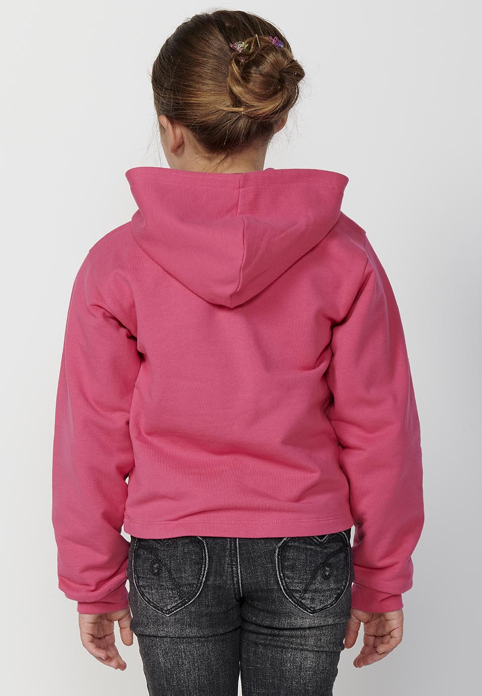 Sudadera Niña Capucha Animal Print – Koroshi Fucsia