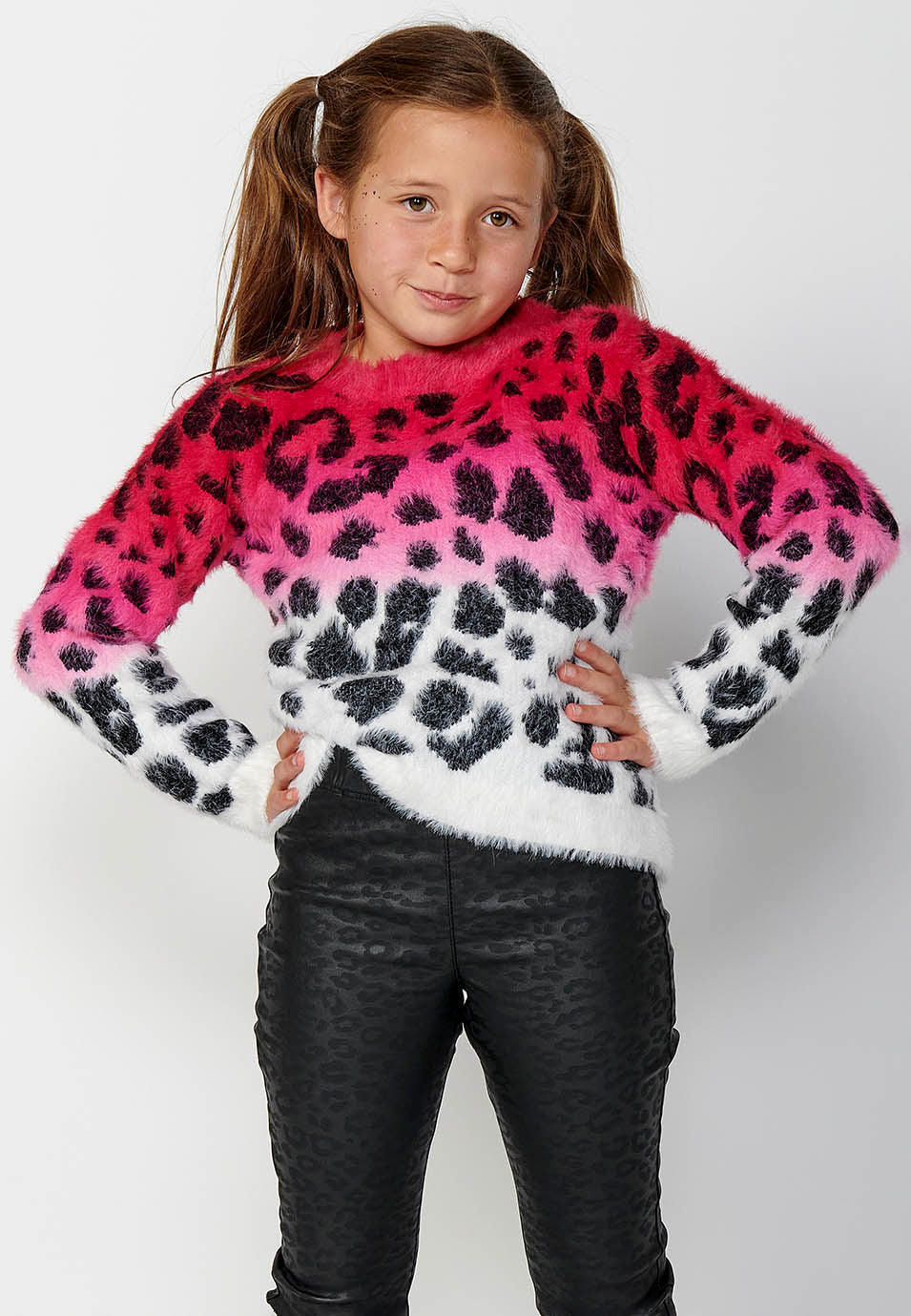Jersey Niña Efecto Pelo Animal Print – Koroshi Fucsia