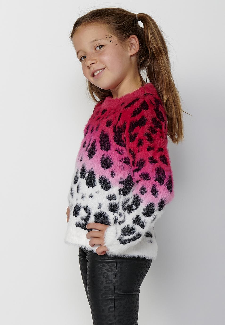 Jersey Niña Efecto Pelo Animal Print – Koroshi Fucsia