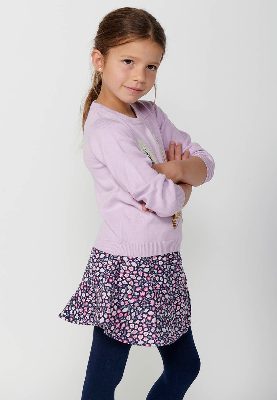 Jersey Niña Conejo Lentejuelas Cuello Redondo – Koroshi Lila