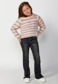Jersey Niña Tricot Rayas Pastel Cuello Redondo – Koroshi Rosa