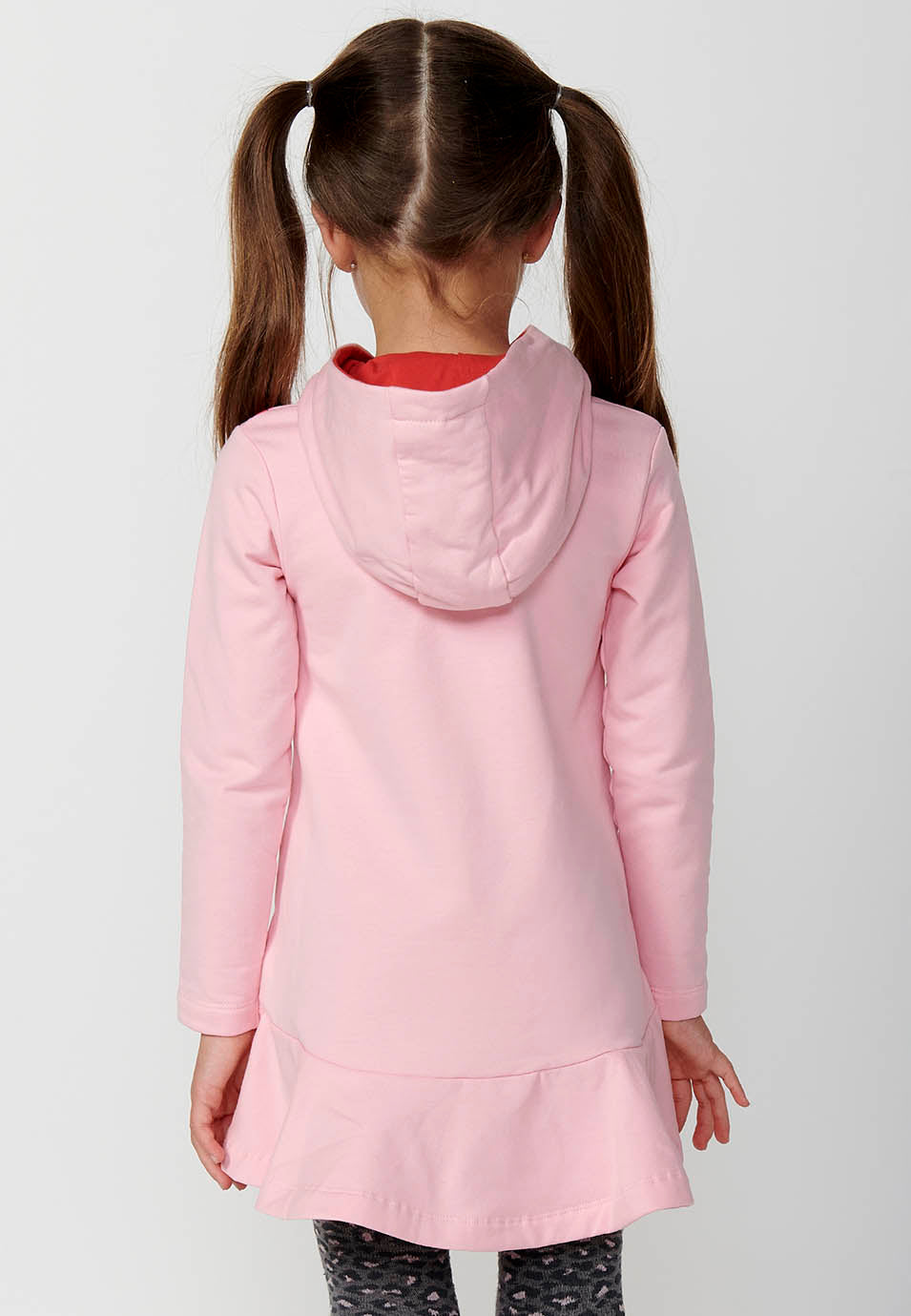 Vestido Niña Manga Larga Falda con Volante – Koroshi Rosa
