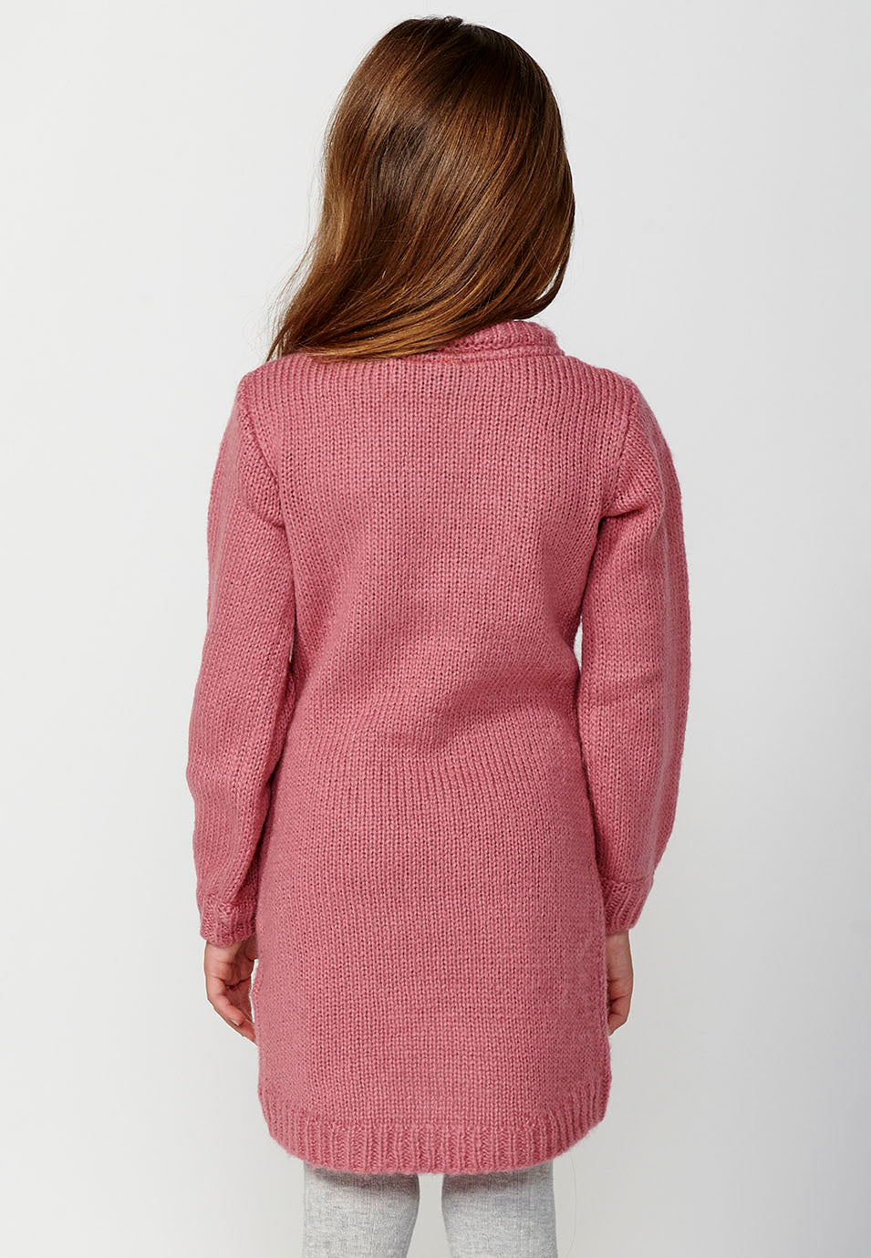 Vestido Niña Manga Larga Punto Corazón Lentejuelas – Koroshi Fucsia