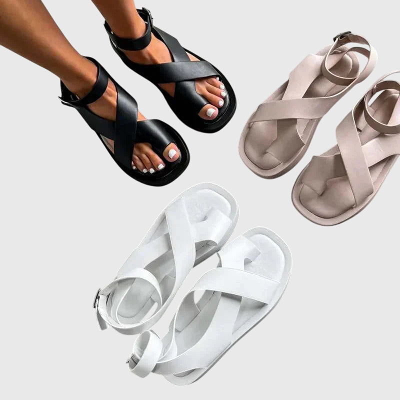Abril | Sandalias ortopédicas con tira cruzada y hebilla