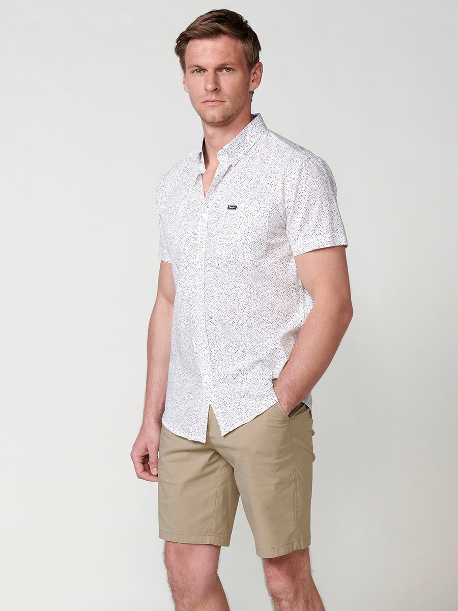 Camisa Hombre Manga Corta Algodón Micro Estampado con Bolsillo – Koroshi 2511CC32