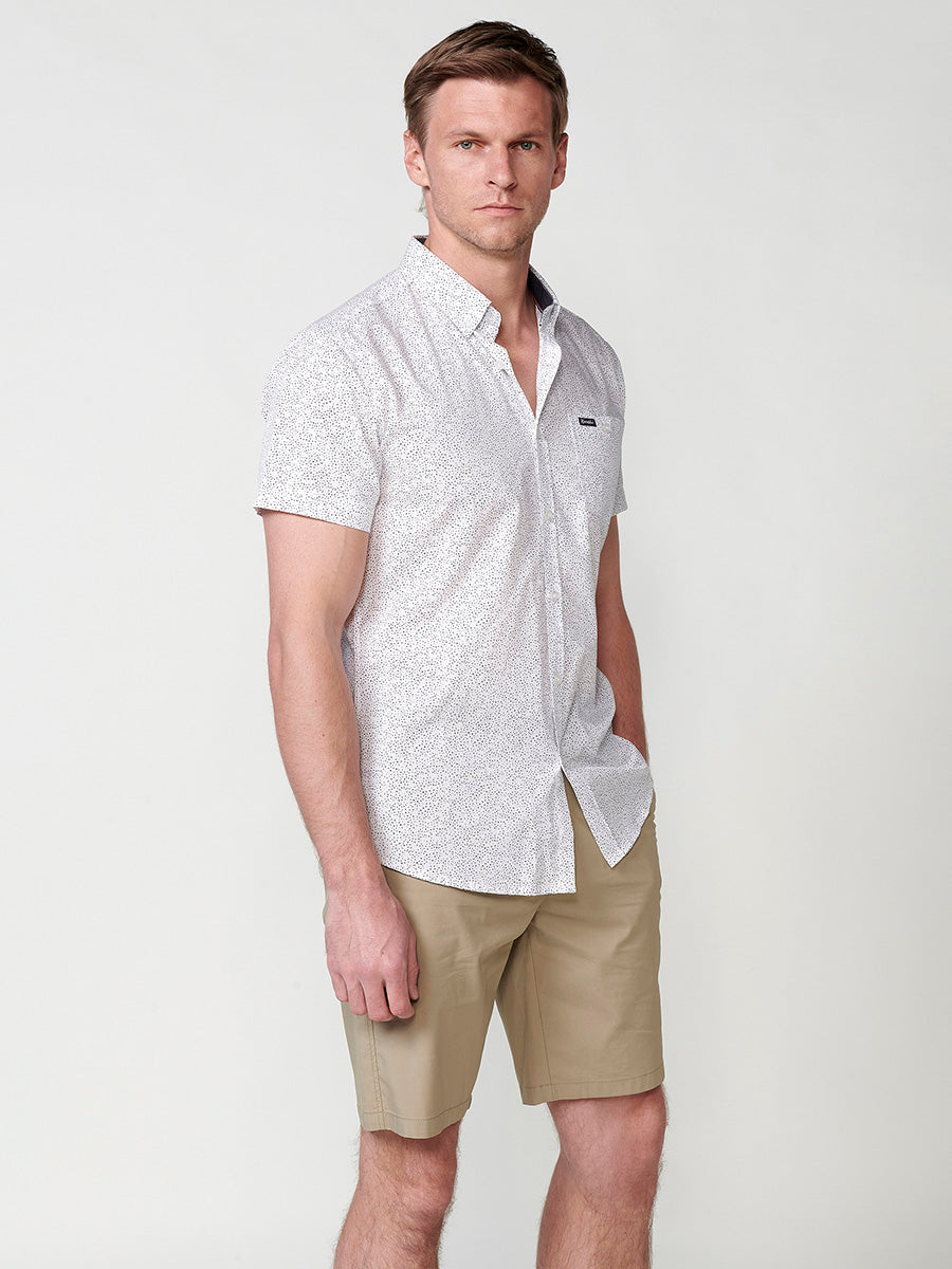 Camisa Hombre Manga Corta Algodón Micro Estampado con Bolsillo – Koroshi 2511CC32