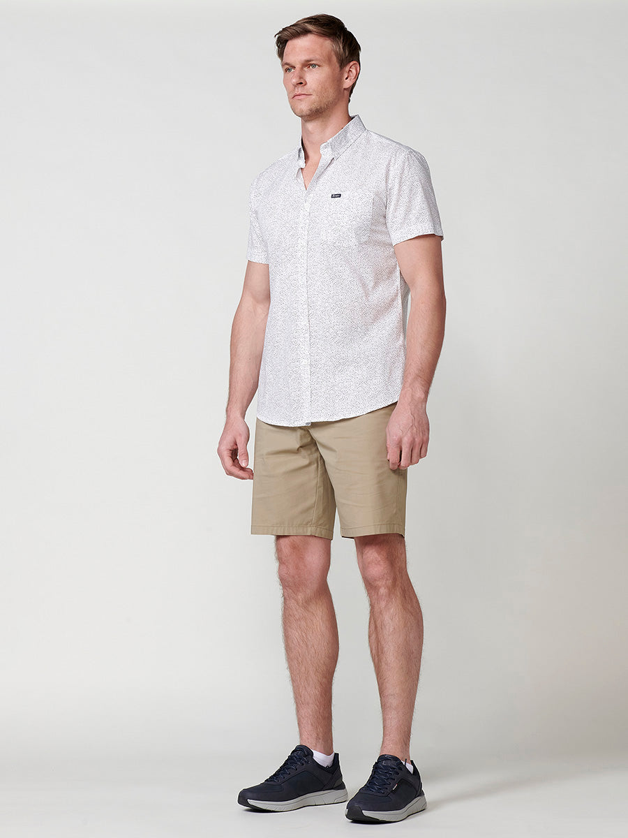 Camisa Hombre Manga Corta Algodón Micro Estampado con Bolsillo – Koroshi 2511CC32