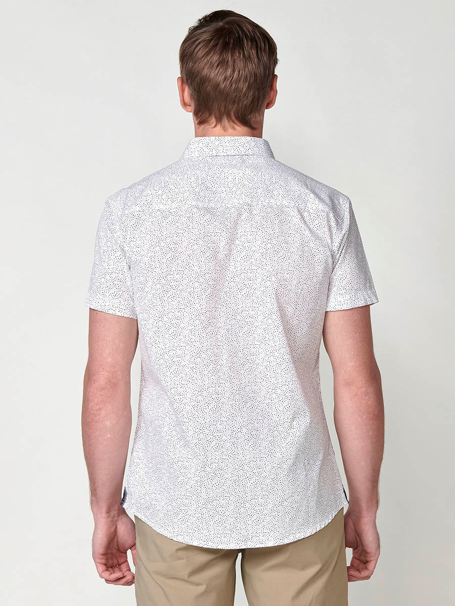 Camisa Hombre Manga Corta Algodón Micro Estampado con Bolsillo – Koroshi 2511CC32