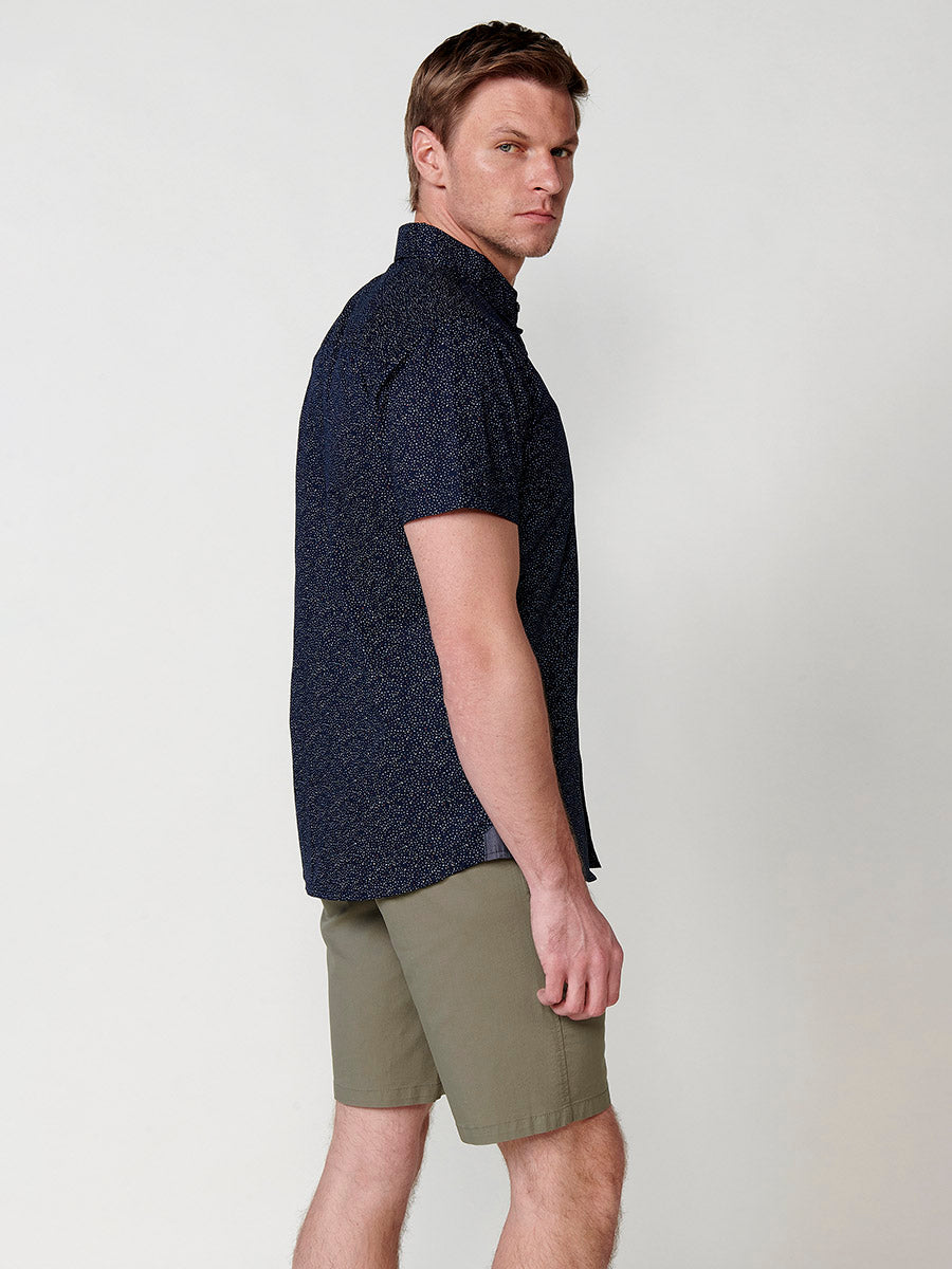 Camisa Hombre Manga Corta Algodón Micro Estampado con Bolsillo – Koroshi 2511CC32