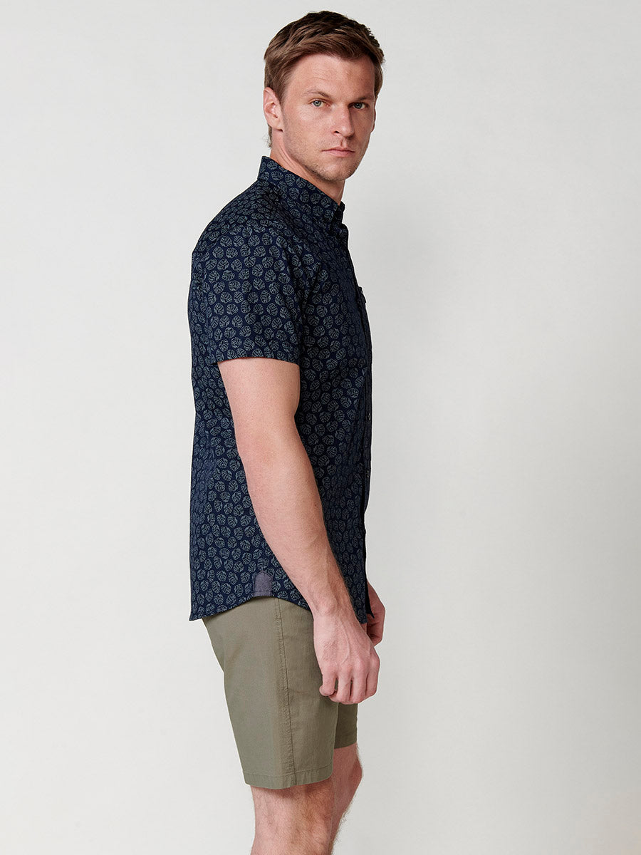 Camisa Hombre Manga Corta Algodón Micro Estampado con Bolsillo – Koroshi 2511CC32