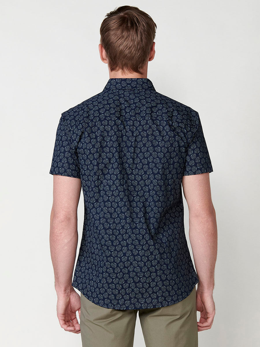 Camisa Hombre Manga Corta Algodón Micro Estampado con Bolsillo – Koroshi 2511CC32