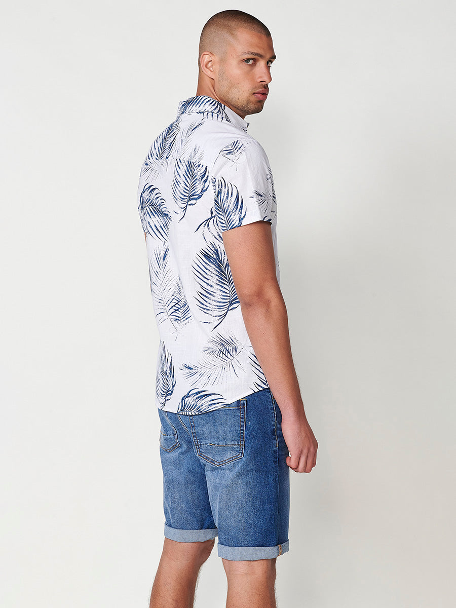 Camisa Hombre Manga Corta Tropical Algodón con Bolsillo – Koroshi 2511CC44