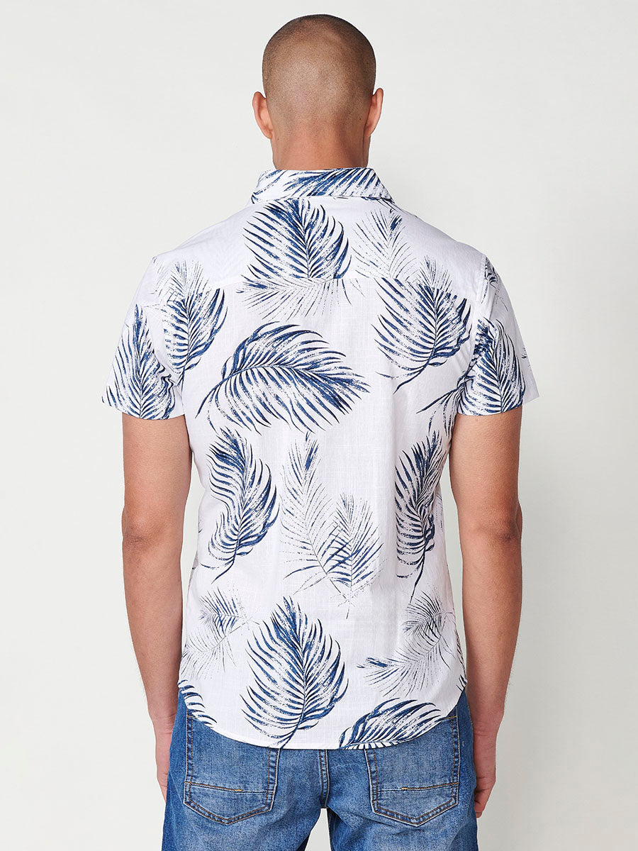 Camisa Hombre Manga Corta Tropical Algodón con Bolsillo – Koroshi 2511CC44