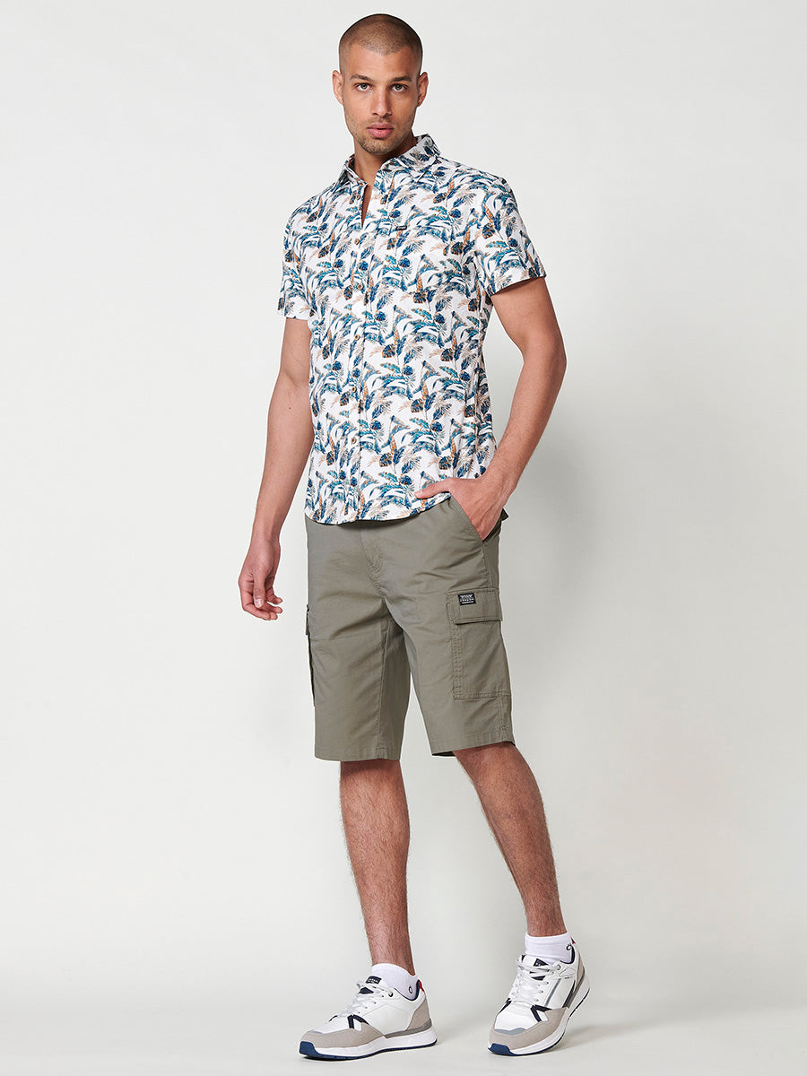 Camisa Hombre Manga Corta Tropical Algodón con Bolsillo – Koroshi 2511CC44