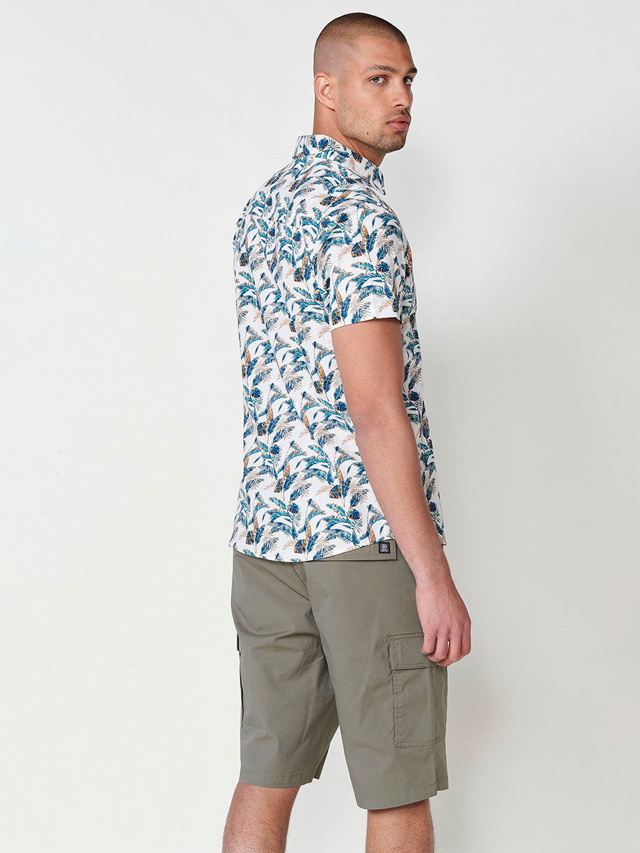 Camisa Hombre Manga Corta Tropical Algodón con Bolsillo – Koroshi 2511CC44