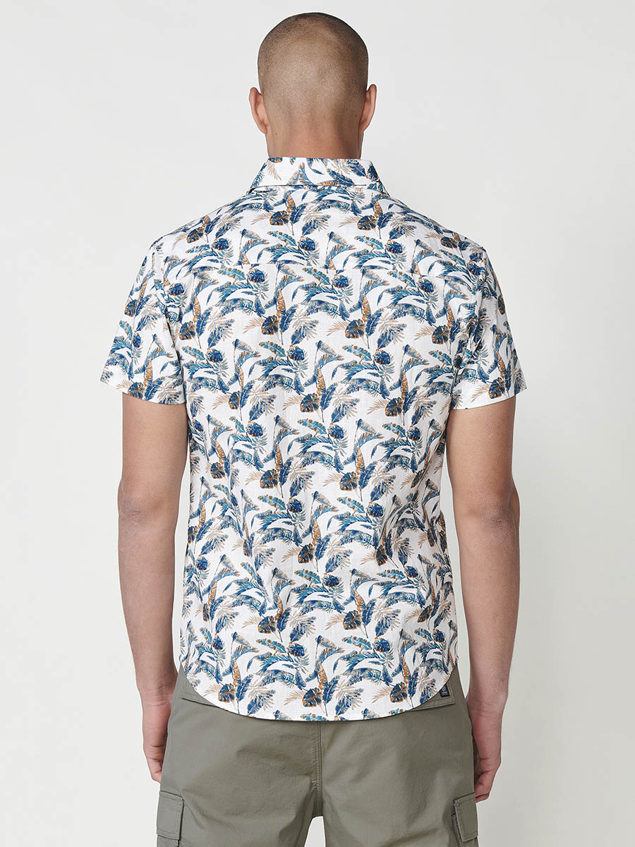 Camisa Hombre Manga Corta Tropical Algodón con Bolsillo – Koroshi 2511CC44