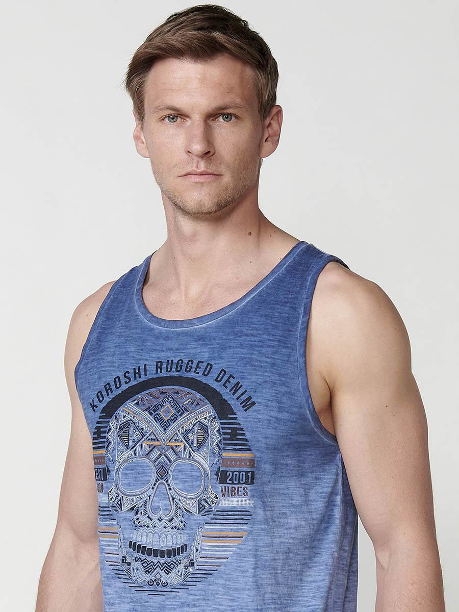 Camiseta Hombre Sin Mangas Tirantes Estampado Calavera – Koroshi 2511MS05