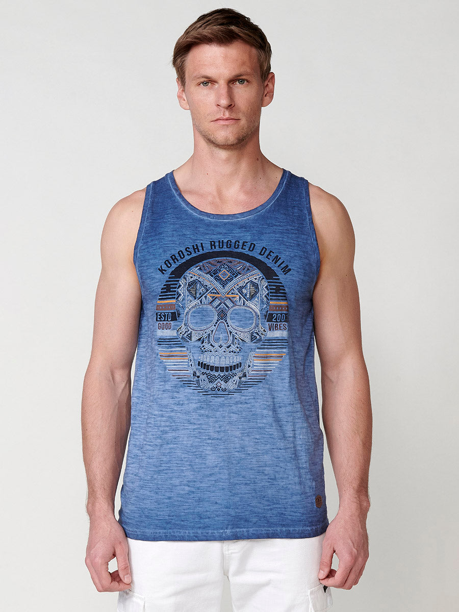 Camiseta Hombre Sin Mangas Tirantes Estampado Calavera – Koroshi 2511MS05
