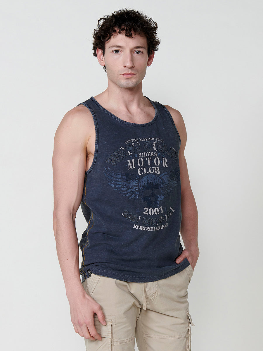 Camiseta Hombre Sin Mangas Tirantes Estampado – Koroshi índigo