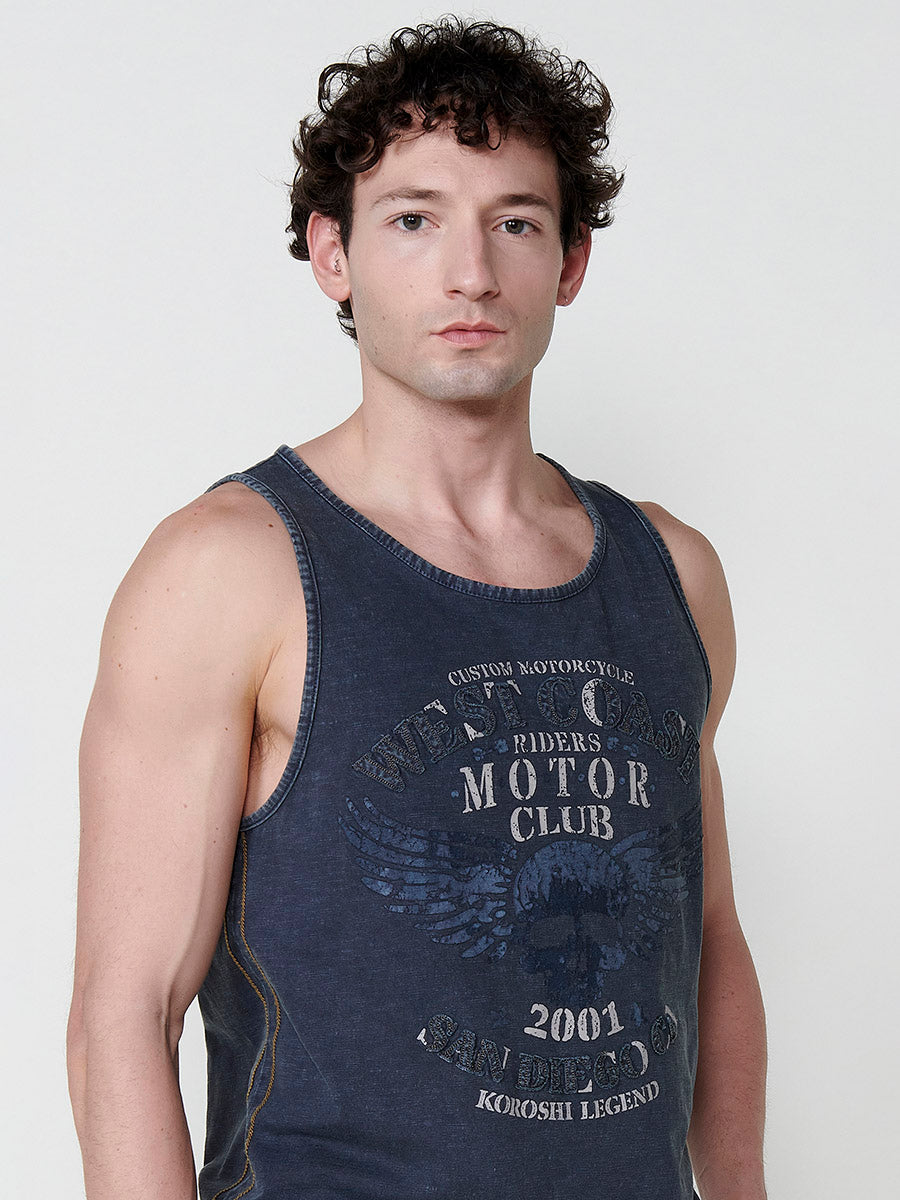 Camiseta Hombre Sin Mangas Tirantes Estampado – Koroshi índigo