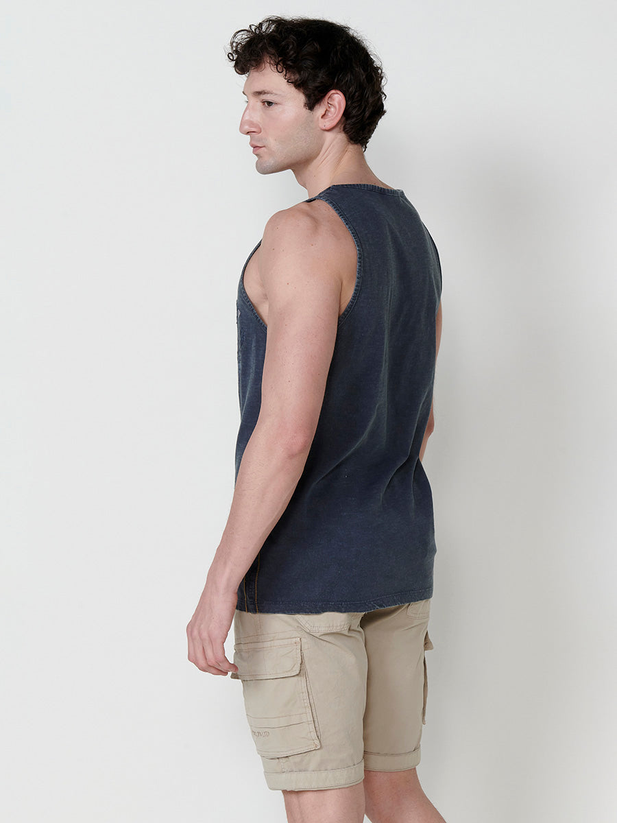 Camiseta Hombre Sin Mangas Tirantes Estampado – Koroshi índigo