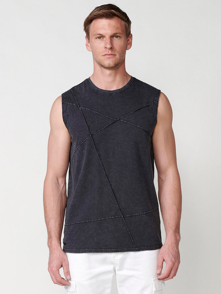 Camiseta Hombre Sin Mangas Boxing Costuras Geométricas – Koroshi negra