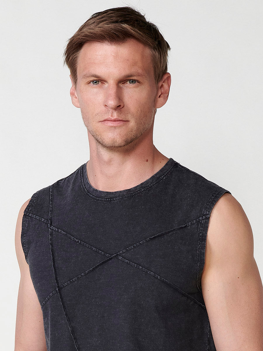 Camiseta Hombre Sin Mangas Boxing Costuras Geométricas – Koroshi negra
