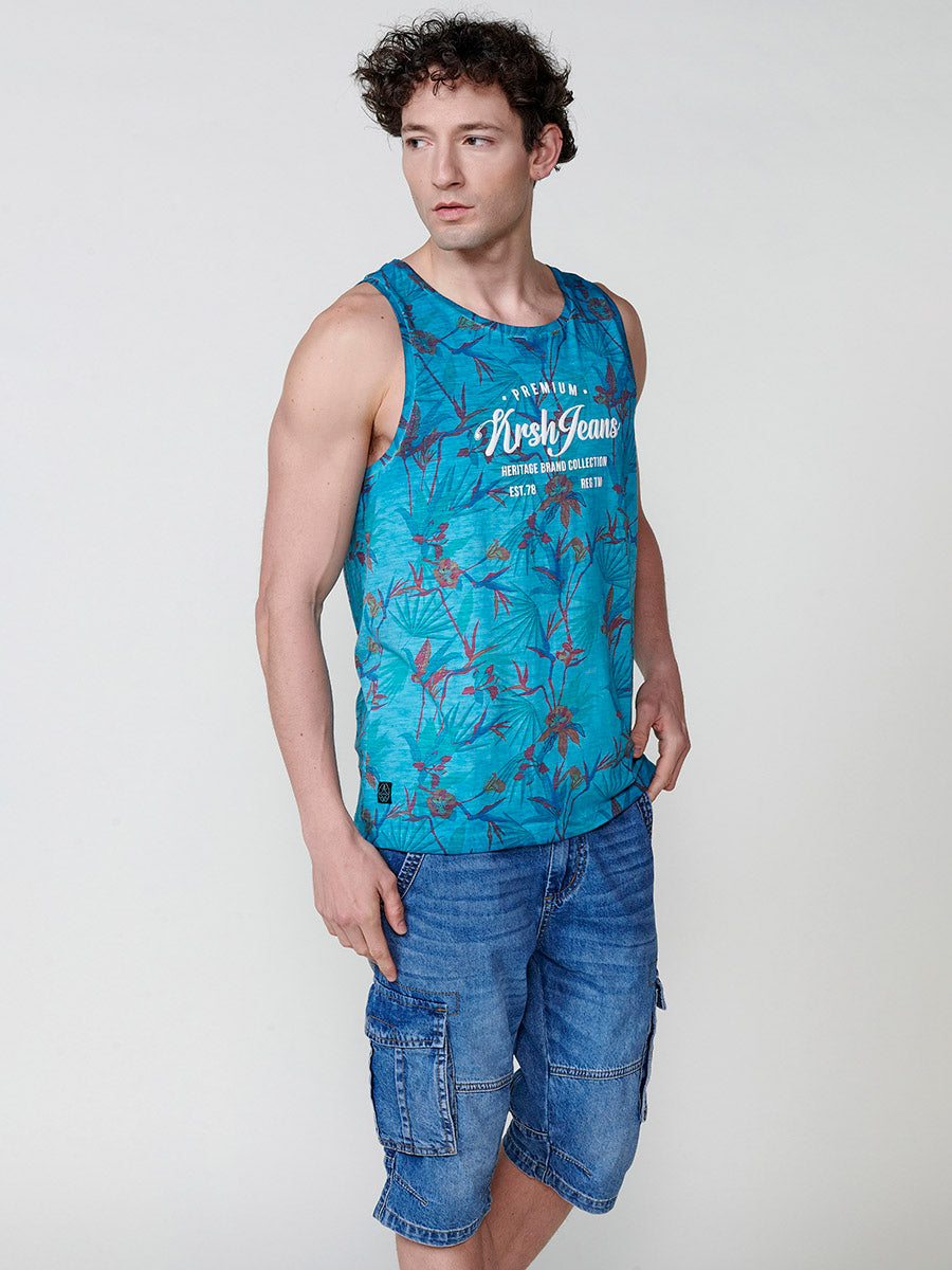 Camiseta Hombre Sin Mangas Tirantes Estampado Tropical – Koroshi 2511MS31