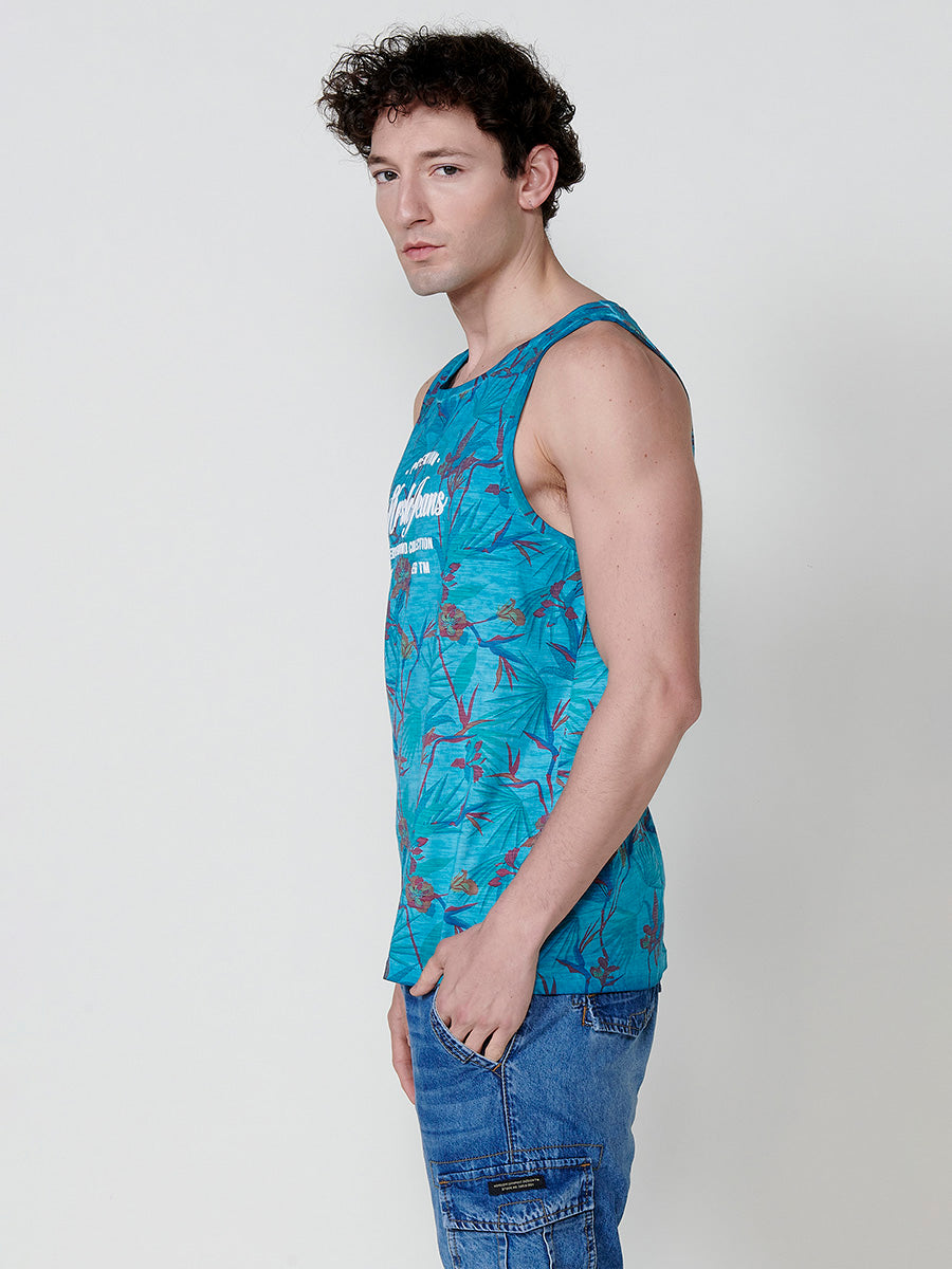 Camiseta Hombre Sin Mangas Tirantes Estampado Tropical – Koroshi 2511MS31