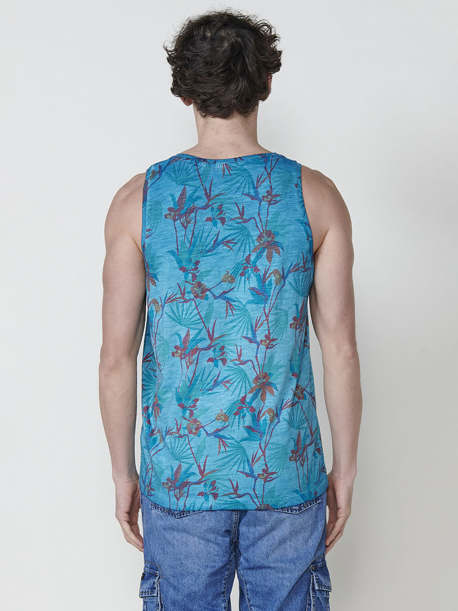 Camiseta Hombre Sin Mangas Tirantes Estampado Tropical – Koroshi 2511MS31