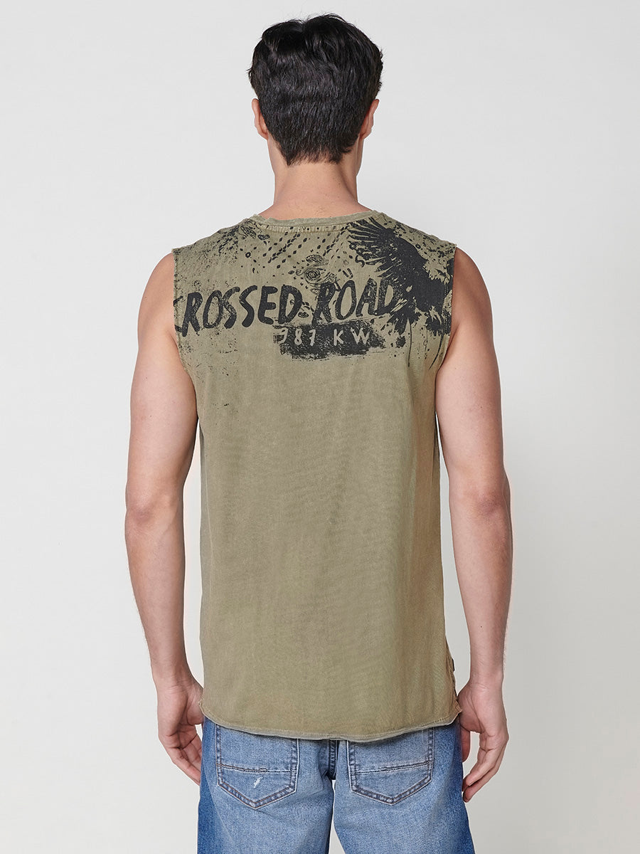 Camiseta Hombre Sin Mangas Boxing Estampado Delantero y Espalda – Koroshi Kaki