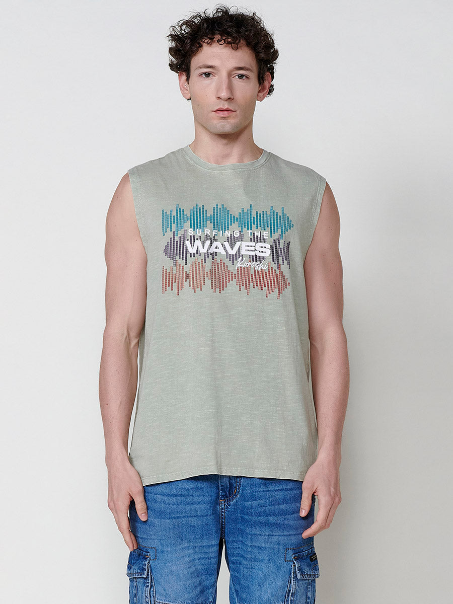 Camiseta Hombre Sin Mangas Boxing Estampado Surf – Koroshi 2511MS42