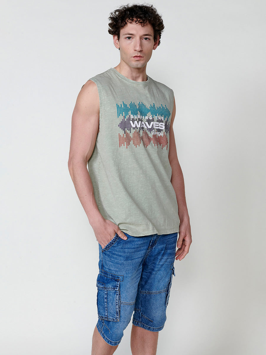 Camiseta Hombre Sin Mangas Boxing Estampado Surf – Koroshi 2511MS42