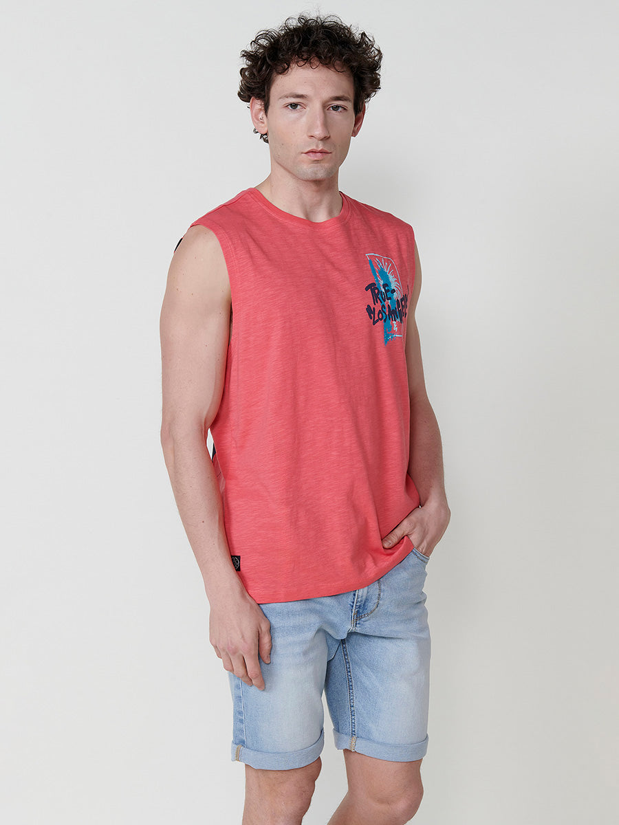 Camiseta Hombre Sin Mangas Boxing Estampado Frontal y Trasero – Koroshi Coral