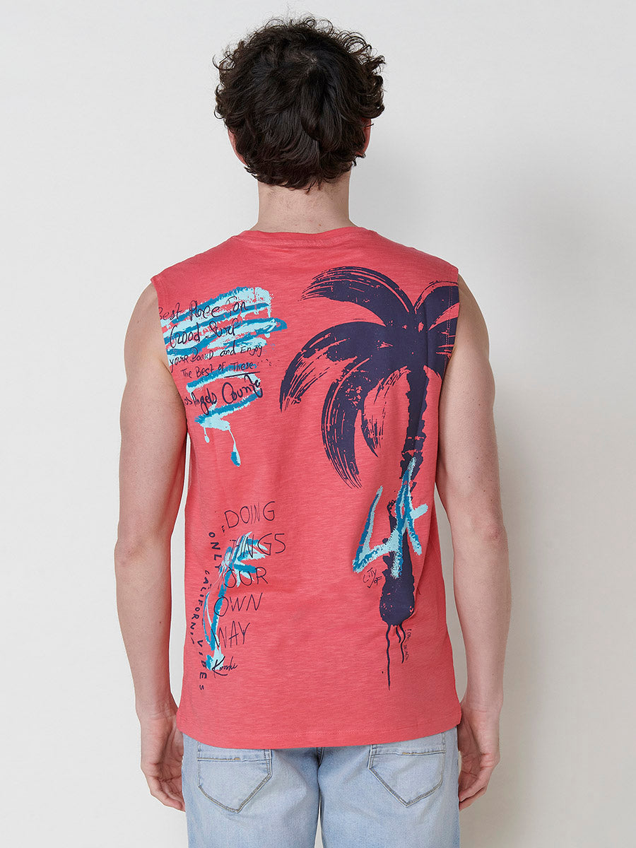 Camiseta Hombre Sin Mangas Boxing Estampado Frontal y Trasero – Koroshi Coral